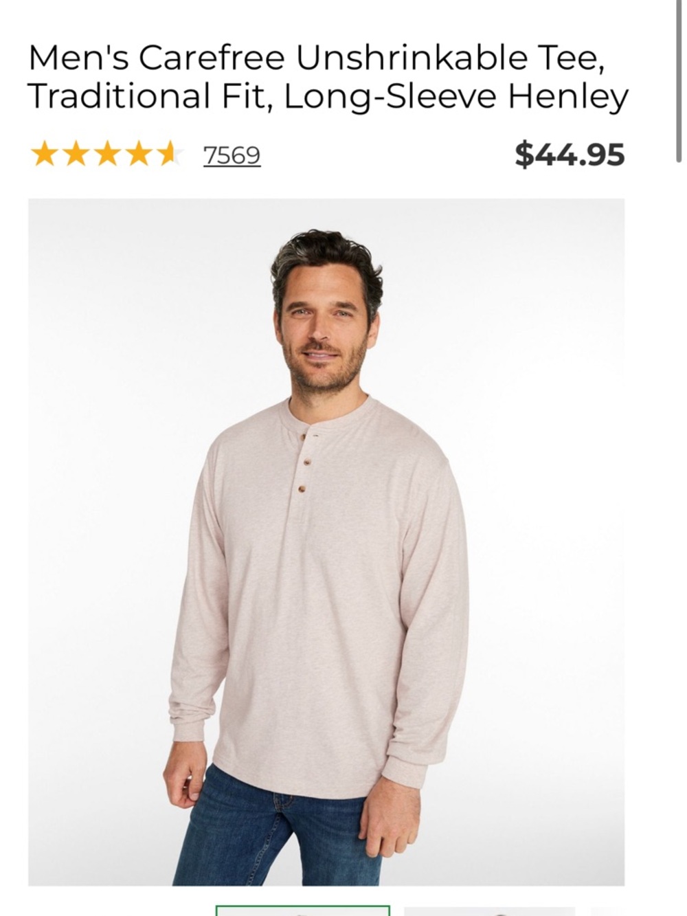 L.L Bean men’s ribbed Henley shirt